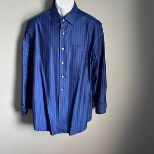 TOMMY BAHAMA Blue/ White Stripe Cotton Long Sleeve Shirt